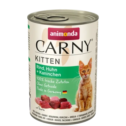 Carny Kitten консерва за подрастващи котки с говеждо, пиле и заек 400 гр.