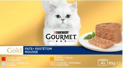 Purina Gourmet Gold пастет с говеждо, пуйка, черен дроб и риба тон 4 х 85g