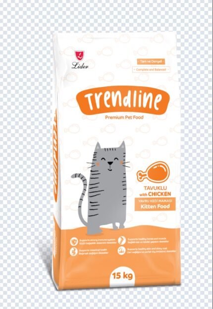 Trendline Chicken Kitten Food пълноценна храна за подрастващи котки от всички породи с пилешко 15 кг