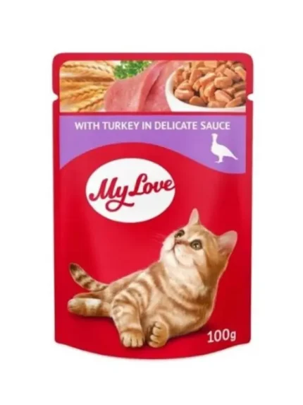 My Love пауч за коте с пуешко месо в сос, 100 гр.