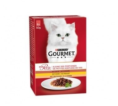 Purina Gourmet Mon Petit мини паучове за котки микс от птичи меса, 6х50 гр.
