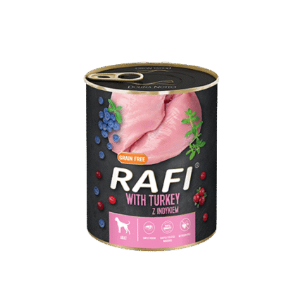 RAFI Adult консерва за кучета с пуйка и боровинки, 400гр