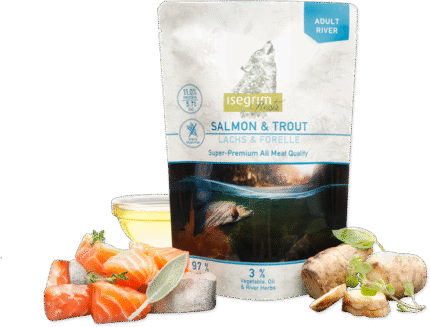 Isegrim Salmon, Trout, Sunchoke, River herbs със сьомга, пъстърва, слънчоглед, шафраново масло, 410 гр.