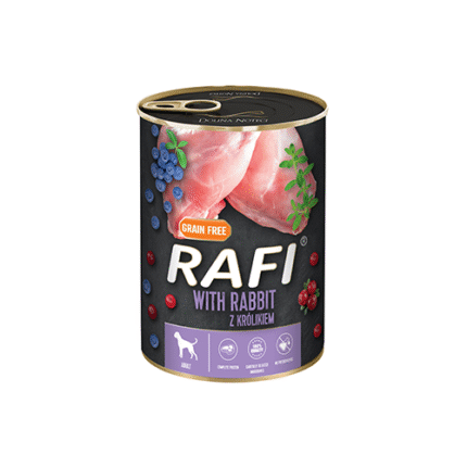 RAFI Adult консерва за кучета със заешко и боровинки 400 гр.