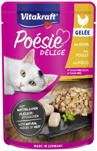 Vitakraft POÉSIE DÉLICE пауч с пилешко Истински парченца месо в желе 85гр