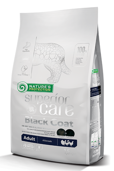 Nature's Protection Black Coat Adult All Breeds суха храна за черни кучета от всички породи 1.5гр