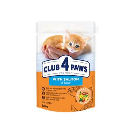 CLUB 4 PAWS храна за котенца със сьомга в сос 85гр