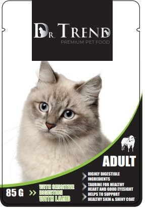 Dr. Trend Sensitive Digestion пауч за котка за чувствително храносмилане с агне 85гр