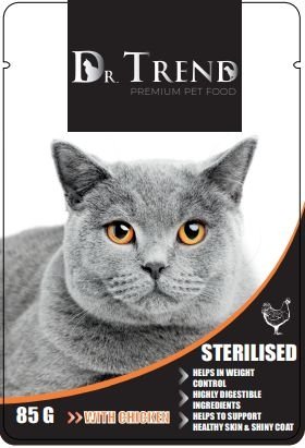Dr. Trend Sterilised пауч за кастрирани котки с пиле 85гр