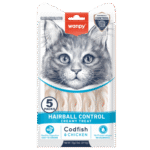 Wanpy Cat Hairball Control кремообразно лакомство за котки срещу топки косми с риба треска и пилешко 5х14 гр