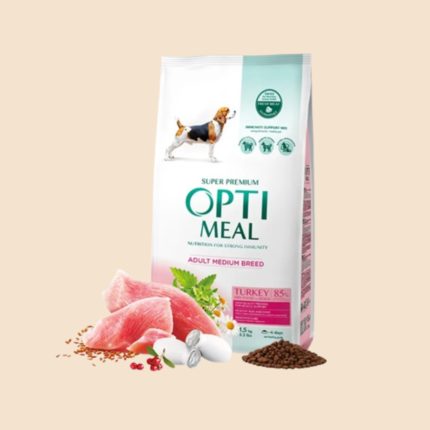 Opti Meal Medium Adult Dog Turkey храна за кучета с пуешко месо 4кг