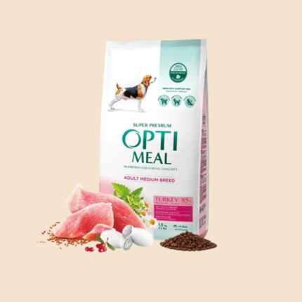 Opti Meal Medium Adult Dog Turkey  храна за кучета с пуешко месо 12кг