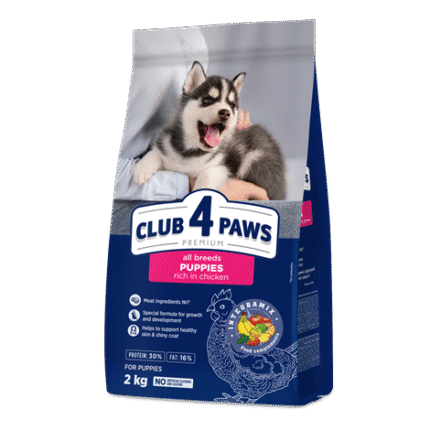 Club 4 Paws Puppy All Breed With Chicken  Пълноценна храна за кученца от 2 до 12 месеца от всички породи 14 кг