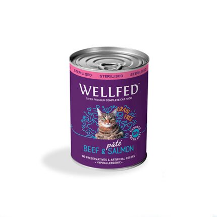 WELLFED Sterilised Храна за кастрирани котки с говеждо месо и сьомга 400 гр.