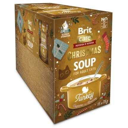 Коледни паучове за котки  Brit Care Cat Christmas Turkey Soup аромарна супа с парченца пуешко месо 15 бр