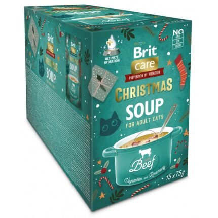 Коледни паучове Brit Care Cat Christmas Beef Soup фини прченца говеждо месо в ароматен бульон 15 бр