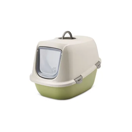Затворена тоалетна за котки Leo Happy Planet 64х46х45см мока, гранит/зелено