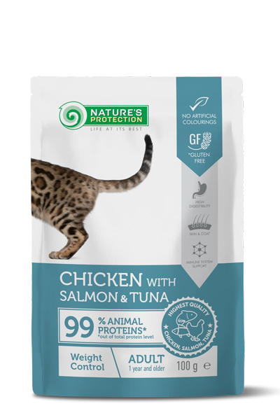 Natures Protection Weight Control Adult Cats Chicken with Salmon and Tuna 100гр.