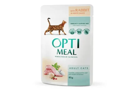 Opti Meal Pouch Adult Cat With Rabbit In White Sauce Пауч за котки със заек в бял Сос 85 г