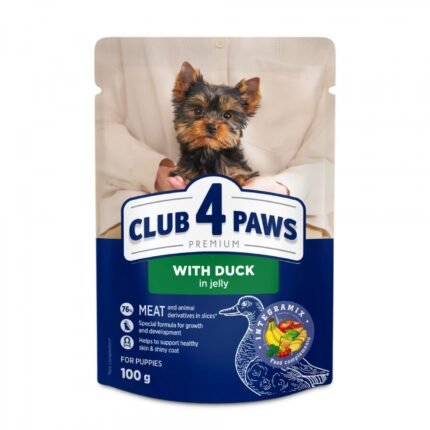 Club 4 Paws Dog Mini and Small Puppy DUCK in Jelly Пауч за подрастващи кученца с патешко 100гр