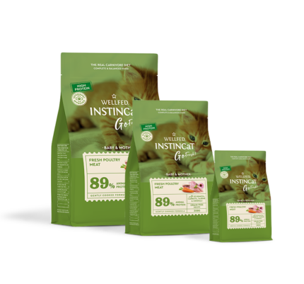 Wellfed Instincat Go Fresh Baby+Mother Пълноценна суха храна за бебета и майки котки с прясно пилешко месо