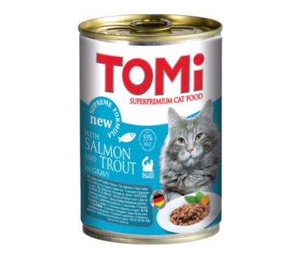 Tomi консерва за котка сьомга и пъстърва 400гр.