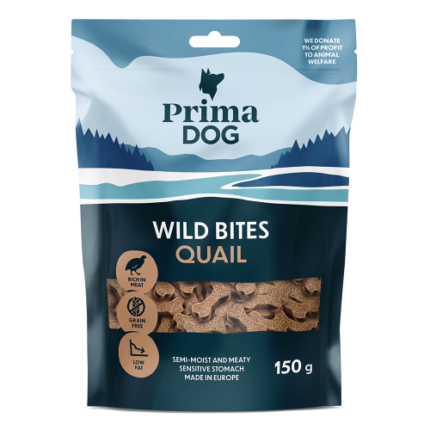 Prima Dog Wild Bites Quail soft 150g Деликатесно лакомство с пъдпъдък 150гр.