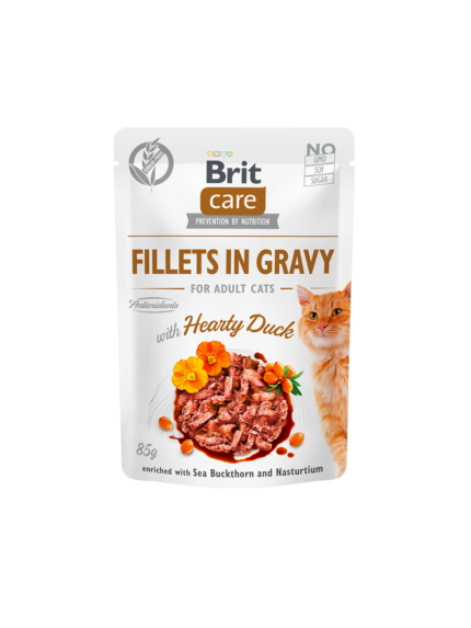Brit Care Cat Hearty Duck Fillets in Gravy Пауч за котки с патешко в грейви сос 85гр