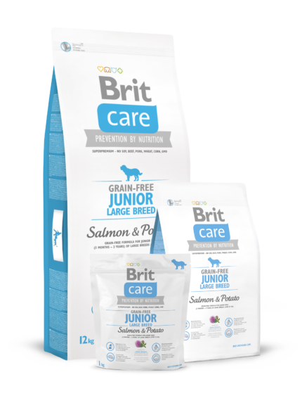 Brit Care Grain free Junior Large Breed Salmon & Potato Суперпремиум беззърнена храна за подрастващи кучета от големи породи със сьомга и картофи