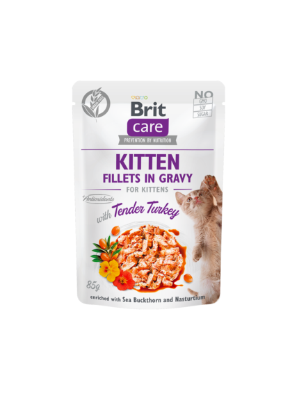 Brit Care Cat Kitten fillets in gravy with Turkey Пауч за малки котенца с пуйка 85гр