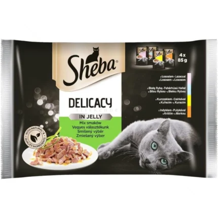 Sheba Delicacy Fine Flakes Шеба късчета месо в желе 4х85 гр.