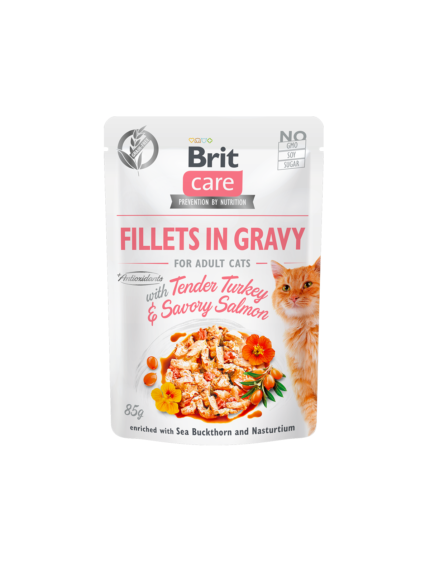 Brit Care Cat Pouch with turkey & salmon Брит пауч с пуйка и сьомга 85гр