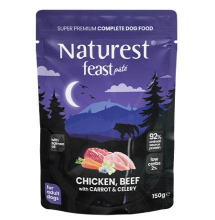 Naturest Feast Paté adult Натурест пастет за израснали кучета с пилешко, телешко с моркови и целина 150гр.