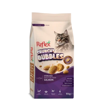 Reflex Plus Crunchy Bubble Sterilised Cat Salmon Пълноценна храна за кастрирани котки със Сьомга 10кг.