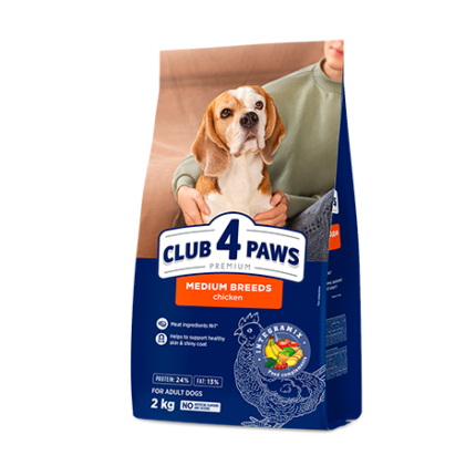 CLUB 4 PAWS Chicken Adult medium Храна за израснали кучето от средни породи с пилешко