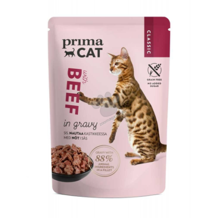 Prima Cat Beef in sauce Пауч за котки Прима кет с телешко 85 гр.