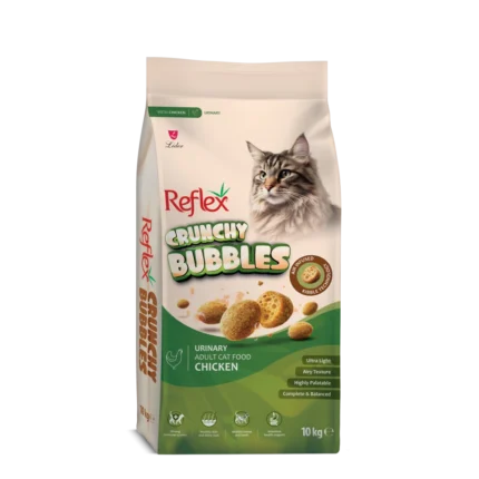 Reflex Plus Crunchy Bubble Adult Cat Urinary Chicken Пълноценна храна за израснали котки с пилешко и с грижа за уринарния тракт 10кг.